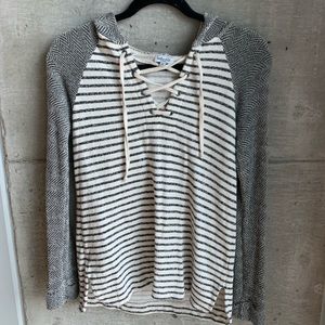 Hooded Lace-up summer pullover sweater